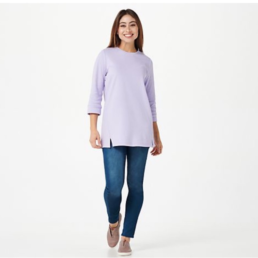 Women’s Denim & Co. Essentials Dark Pink 3/4-
Sleeve Casual Tunic Size Medium